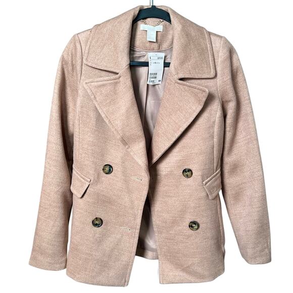NWT H&M Women's Beige Pea Coat - Picture 1 of 6